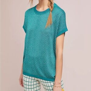 Numph • Anthropologie • Polka Dot Shimmer Short Sleeve Sweater